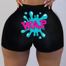 Blue Black Fashion Casual Skinny Print Shorts