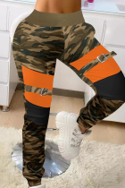 Camouflage Fashion Casual Camouflage Print Split Joint Mid WaistTrousers