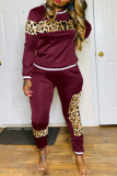 Wine Red Sexy Solid Patchwork O Neck Long Sleeve Two Pieces