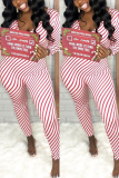 Multi-color Sexy Striped Long Sleeve V Neck Jumpsuits