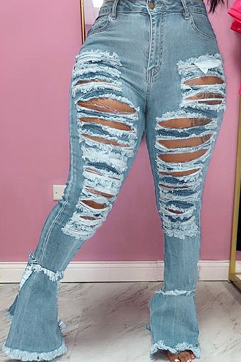 blue ripped high waist tori mom jeans