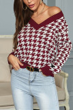 Light Coffee Fashion Casual Patchwork Basic V Neck Tops