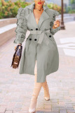 Light Green Celebrities Solid With Belt Turn-back Collar Outerwear