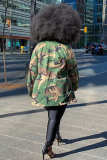 Camouflage Street Camouflage Print Embroidered Turndown Collar Outerwear