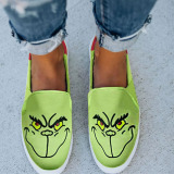 Green Fashion Casual Printing Round Out Door Flat Canvas Shoes