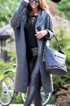 Grey Fashion Cardigan Hooded Long Jacket