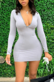 White Sexy Solid Split Joint Half A Turtleneck A Line Dresses