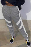 Black And White Sportswear Solid Patchwork With Belt Regular High Waist Pencil Bottoms
