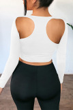 White Sexy Solid Patchwork Backless Square Collar Tops