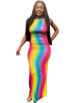 As Show multi color Sexy & Club O-Neck Sleeveless Halter Rhitheron drafts.ithers. Long Print Dresses
