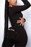 Black Casual Living Solid Embroidered V Neck Skinny Jumpsuits