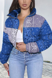 Blue Fashion Casual Print Cardigan Outerwear（Batch Printing，Irregular Printing）