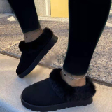 Black Casual Living Round Keep Warm Comfortable Shoes