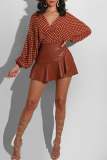 Brown Fashion Patchwork Solid Asymmetrical Skirts