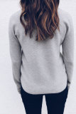 Grey Peter Pan Collar Long Sleeve Solid Patchwork Sweaters & Cardigans