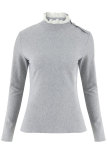 Grey Polyester Peter Pan Collar Long Sleeve Solid Patchwork  Sweaters & Cardigans