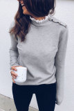 White Peter Pan Collar Long Sleeve Solid Patchwork Sweaters & Cardigans