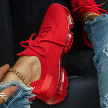 Red Casual Sportswear Solid Color Sports Shoes