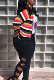 Stripe Fashion Casual Striped Sequins Plus Size Coats