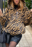 Brownness Fashion Casual Leopard Basic Hooded Collar Tops