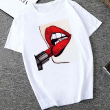 Colour Fashion Casual Daily O Neck Short Sleeve Regular Sleeve Regular Letter Character Tops