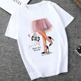 Colour Fashion Casual Daily O Neck Short Sleeve Regular Sleeve Regular Letter Character Tops