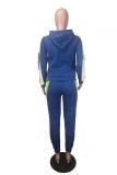 Royal blue adult Fashion OL Solid Two Piece Suits Patchwork Zippered pencil Long Sleeve