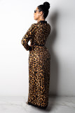 Leopard print Elastic Fly Mid Leopard Straight Pants Two-piece suit