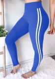 Blue Solid Pencil Pants Midweight Pants