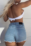 White Fashion Sexy Solid Backless Halter Tops