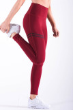 Red Casual Sportswear Solid Basic Skinny High Waist Trousers