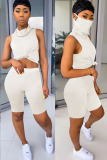 Yellow knit Fashion Sexy adult Ma'am Patchwork Solid Two Piece Suits Straight Sleeveless Two Pieces