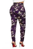 purple Denim Zipper Fly Sleeveless High washing camouflage Hole Patchwork pencil Pants Pants
