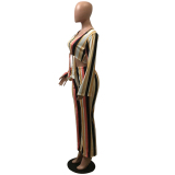 Stripe Drawstring Mid Striped pencil Pants Two-piece suit