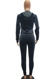 Black Casual Beading Solid Two Piece Suits Patchwork pencil Long Sleeve