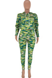Camouflage Casual Camouflage Two Piece Suits pencil Long Sleeve Two-piece Pants Set