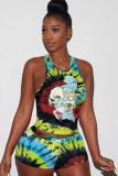 Green Fashion Sexy adult Patchwork Print Character Tie Dye Two Piece Suits Straight Sleeveless Two Pieces
