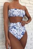 rose red Nylon Patchwork Print Two Piece Suits adult Fashion Sexy  Bikinis Set