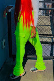 Yellow Black Green Pink Orange Yellow Fluorescent green Polyester Drawstring Sleeveless Mid Patchwork Solid Pocket Draped Boot Cut Pants Bottoms
