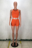 Orange Sexy Fashion Solid Patchwork Skinny Sleeveless