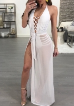 White Brief Cute Asymmetrical Loose Long Club Dresses
