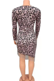 Brown England Cap Sleeve Long Sleeves O neck Asymmetrical Knee-Length Print asymmetrical Club D