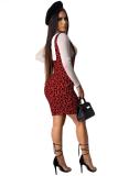 Red adult OL Fashion Two Piece Suits Print Patchwork pencil Long Sleeve