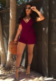 Maroon Bandage Backless Solid Fashion sexy Rompers