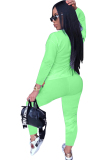 Green venetian Casual Two Piece Suits Patchwork Sequin pencil Long Sleeve Two-piece Pants Set