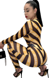 Yellow Milk Silk Sexy asymmetrical Letter Two Piece Suits Print pencil Long Sleeve Two-piece Pants Set