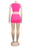Black Polyester Fashion Sexy Slim fit Two Piece Suits crop top Solid Fluorescent Skinny Sleeveless  Two-Pi