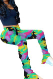 Yellow Green Orange Yellow purple Army Green Polyester Elastic Fly Mid camouflage Boot Cut Pants Bottoms