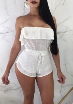 White Backless Solid Fashion sexy Rompers