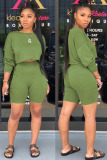 Green Fashion Street Patchwork Solid Two Piece Suits Straight Long Sleeve Two Pieces